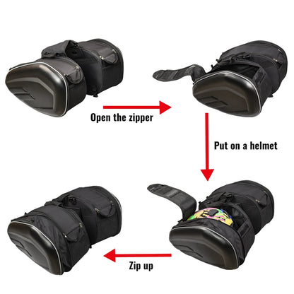 Universal Motorcycle Racing Helmet Travel Bag - Waterproof Suitcase Saddlebags, Back Seat Bag Compatible with BMW, Kawasaki, Yamaha, Honda