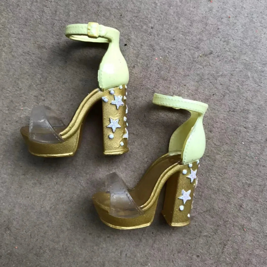 Rainbow Doll Shoes – Boots, Sandals & High Heels for DIY Doll Dressing in Black, Green & Red