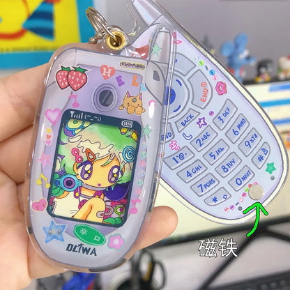 Oliva Acrylic Phone Decoration Keychain — Kawaii Pendant with Photo Frame for 1-Inch Photos, Perfect Birthday Gift