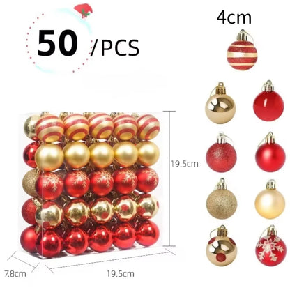 50PCS Christmas Tree Ornaments – Hanging Balls Baubles for Xmas 2025 Home Decor & 2026 New Year Gifts