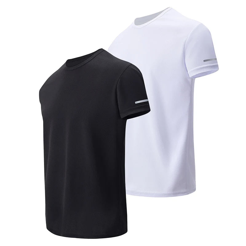 Men’s Summer Quick Dry T-Shirt - Solid Color Short Sleeve Sports Shirt for Running & Casual Wear