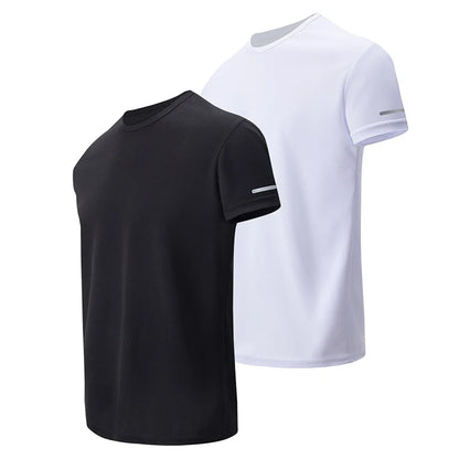 Men’s Summer Quick Dry T-Shirt - Solid Color Short Sleeve Sports Shirt for Running & Casual Wear