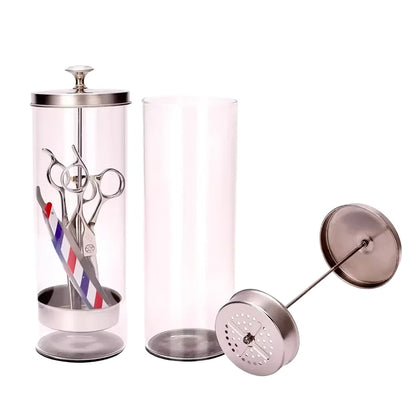 Beauty Hair Sponge Stainless Steel Glass Disinfection Jar — Filtered Sterilization Container for Salon Tools