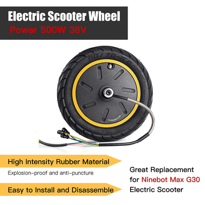 60/70-6.5 Electric Scooter Motor Wheel – 36V 500W Rear Drive Replacement for Ninebot Max G30