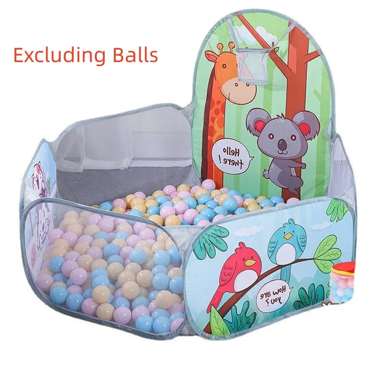 120cm Kids Playpen & Playground Tent – Baby Ball Pool with Basketball Hoop, Portable Indoor & Outdoor Toy House