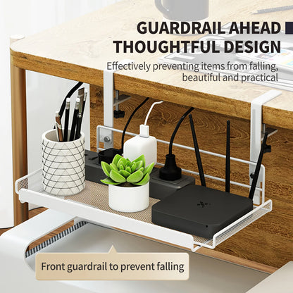 Under Desk Storage Rack Organizer – Hanging Office Basket Shelf, Workstation Partition Storage Solution for Office Desk Accessories & Space Saving Organization