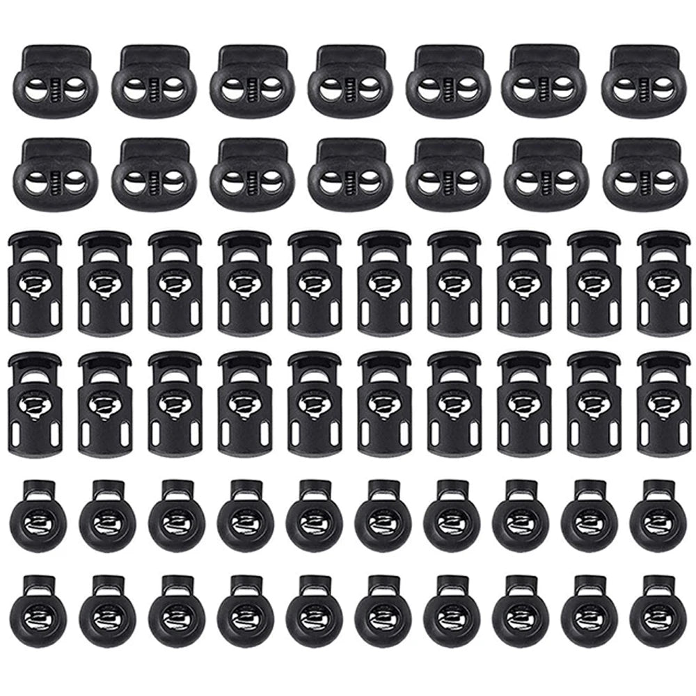 50pcs Plastic Cord Lock Toggle – DIY Spring Stopper for Lanyards, Drawstrings, Shoelaces & Clothing