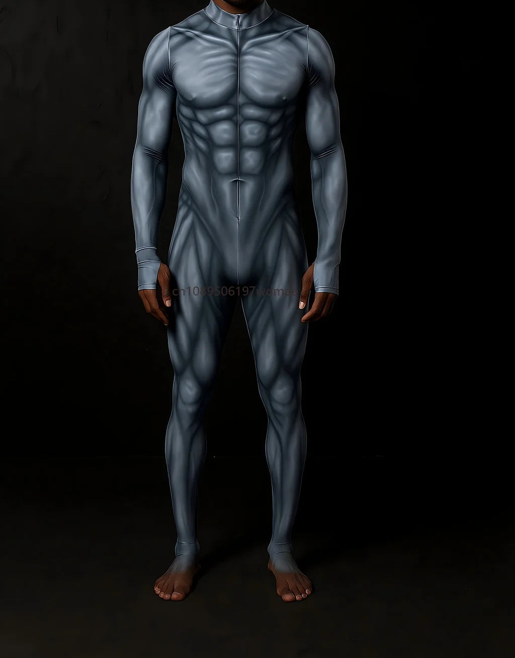 Men's Cyberpunk Muscle Bodysuit - Sci-Fi Printed Cosplay Zentai Costume for Carnival, Stage & Performance Events
