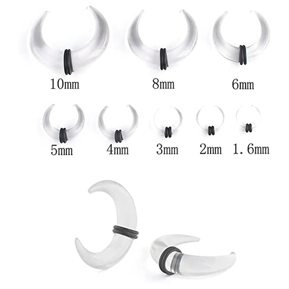 8PCS Acrylic Ear Piercing Kit — Spiral Tapers, Tunnels & Septum Horns for Men & Women Body Jewelry