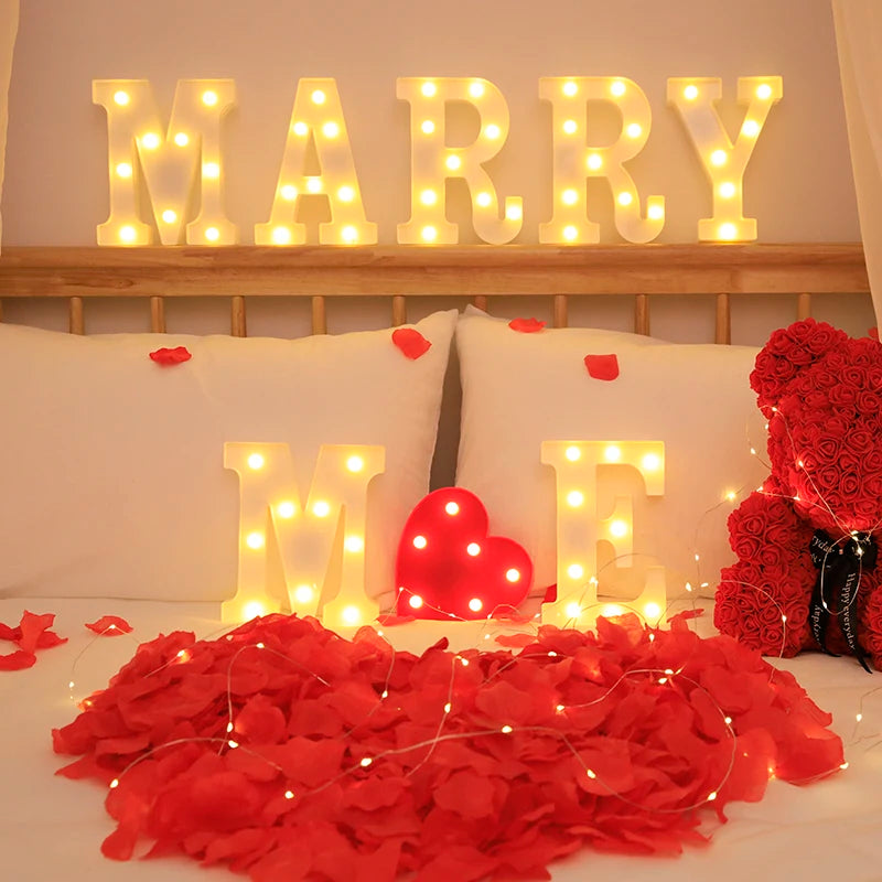Wedding Decorative Name Letters - LED Alphabet Lights, Luminous Number Lamp for Night Light, Party, Baby Bedroom, and Home Decoration