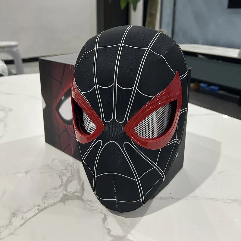 Miles Spider-Man 1:1 Electronic Mask - Moving Glowing Eyes with Ring Control for Cosplay, Collectors & Fans