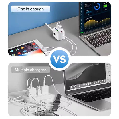 6-Port USB Charging Power Strip – Universal Fast Charger with EU/US Plug, Power Socket Extension Cable for Phones and Devices