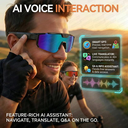 AI Smart Sports Camera Glasses - HD Anti-Shake Recording Sunglasses for Cycling, Riding & Outdoor Activities