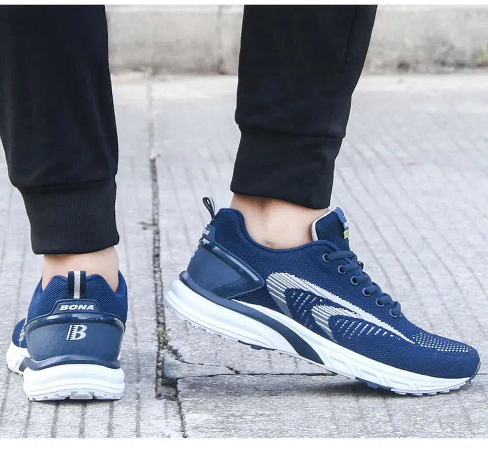 BONA Men's Outdoor Walking Sneakers — Lace-Up Athletic & Running Shoes, Comfortable Popular Style