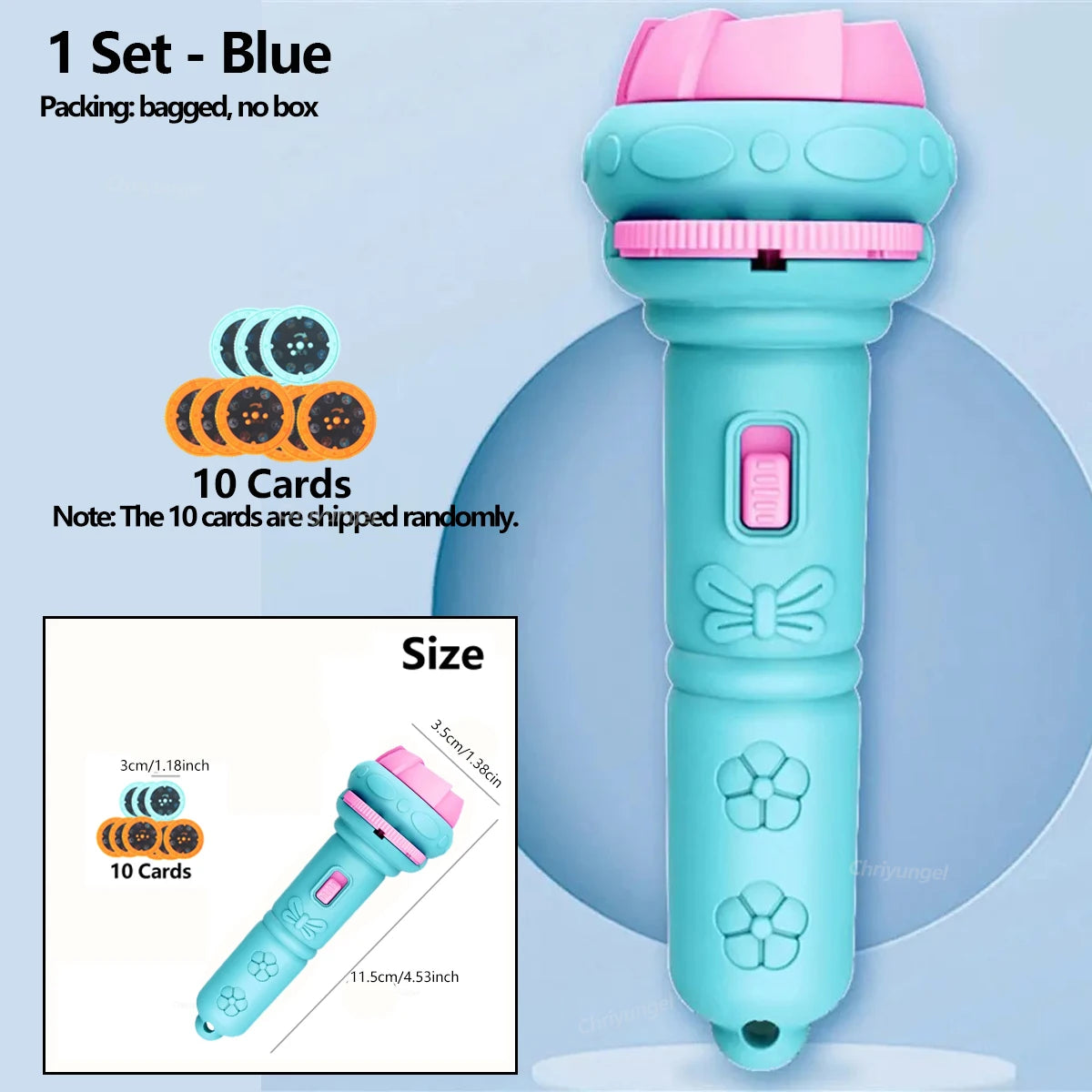 Kids Projector Flashlight Toy - 10 Cards 80 Cartoon Patterns Educational Bedtime Gift for Toddlers