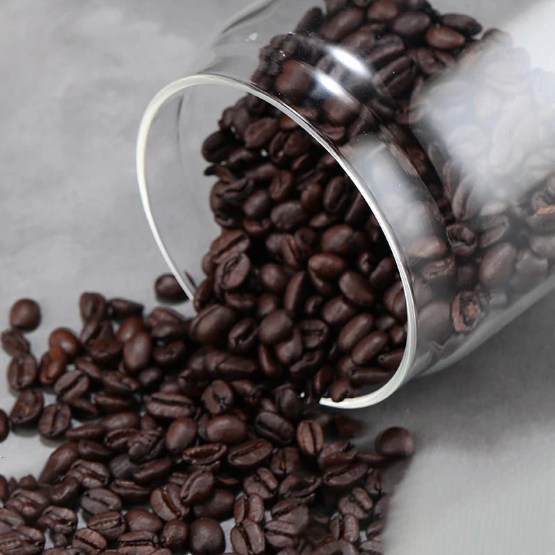 Vacuum Sealed Glass Coffee Bean Jar — Airtight, Moisture-Proof Household Container with Air Extraction for Fresh Coffee