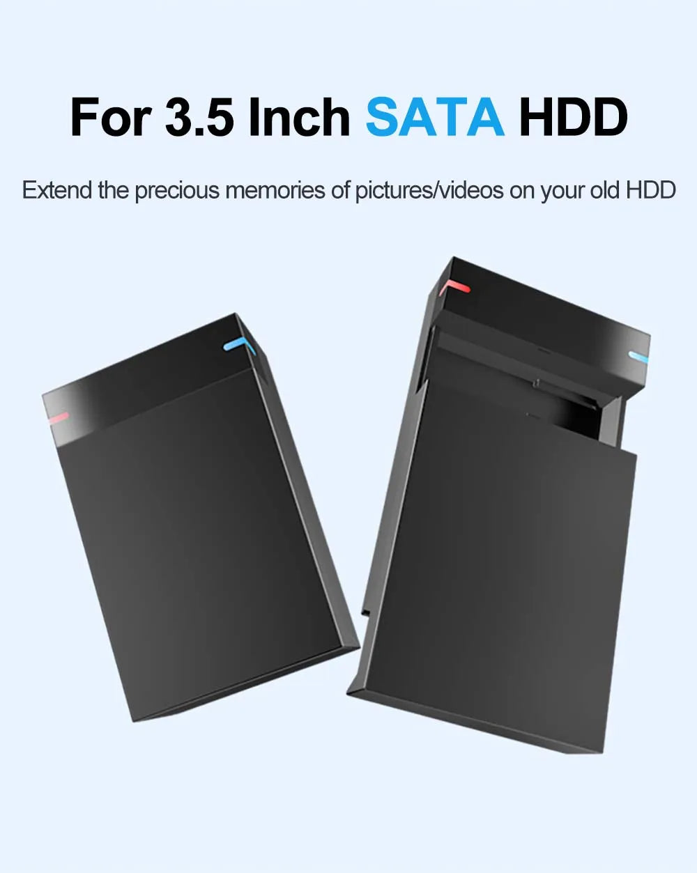 3.5 Inch USB 3.0 to SATA External Hard Drive Enclosure Case for SSD/HDD up to 10TB – PC & Laptop Compatible
