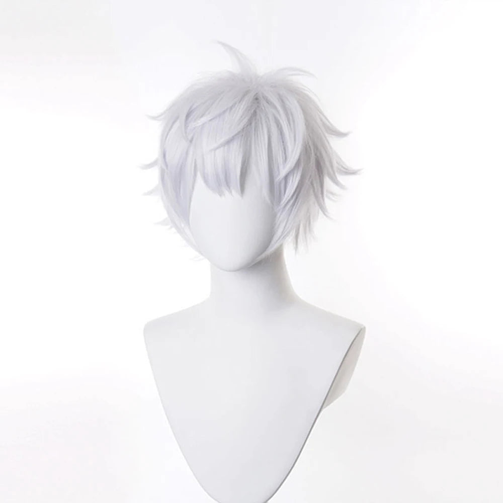 RANYU White Men’s Wig – Short Straight Synthetic Anime Hair, High-Temperature Fiber for Cosplay & Party