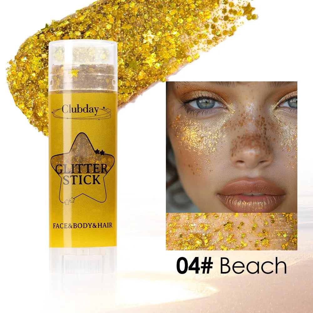 Sparkling Sequins Glitter Gel Stick – High-Gloss White & Pink Eyeshadow for Face, Body & Stage Makeup