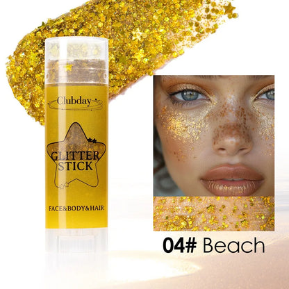 Sparkling Sequins Glitter Gel Stick – High-Gloss White & Pink Eyeshadow for Face, Body & Stage Makeup