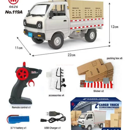 1:10/1:16 WPL D12 RC Car – Simulation Drift & Climbing Truck with LED Lights, Electric Toy Model for Boys Christmas Gift