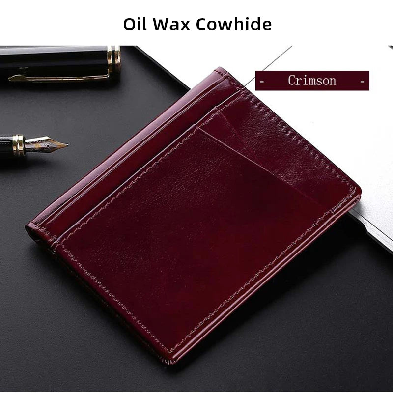 YUECIMIE Super Slim Leather Wallet – Genuine Mini Credit Card Holder, Thin Soft Purse for Men