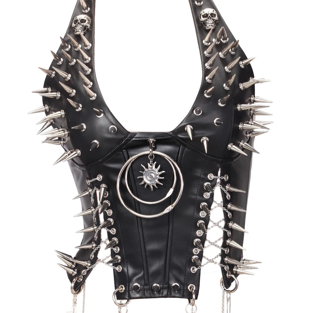 Y2K Gothic Spiked Tank Top - Punk Rock Emo Grunge Festival Style for Women