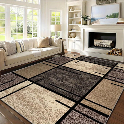 VIKAMA Premium Light Luxury Geometric Rug – Easy-Care Lightweight Carpet for Living Room, Bedroom & Office