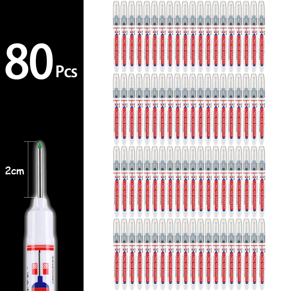 2cm Waterproof Deep Hole Marker Pen - Long Head Carpenter Markers for Metal Woodworking Tools 4-80pcs