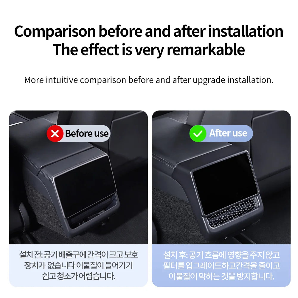 Tesla Model 3/Y Rear Center Console Vent Cover - Dust-Proof Car Interior Accessory