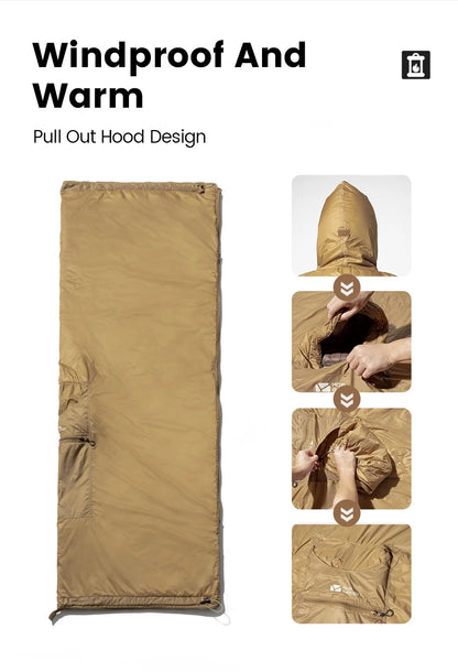 MOBI GARDEN Camping Cape Sleeping Bag – Lightweight Portable Cold Weather Blanket with Thermolite for Outdoor Use