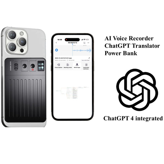 ChatGPT-4 AI Mini Voice Note Recorder — Real-Time Translator Device with Phone Charging & Intelligent Translation