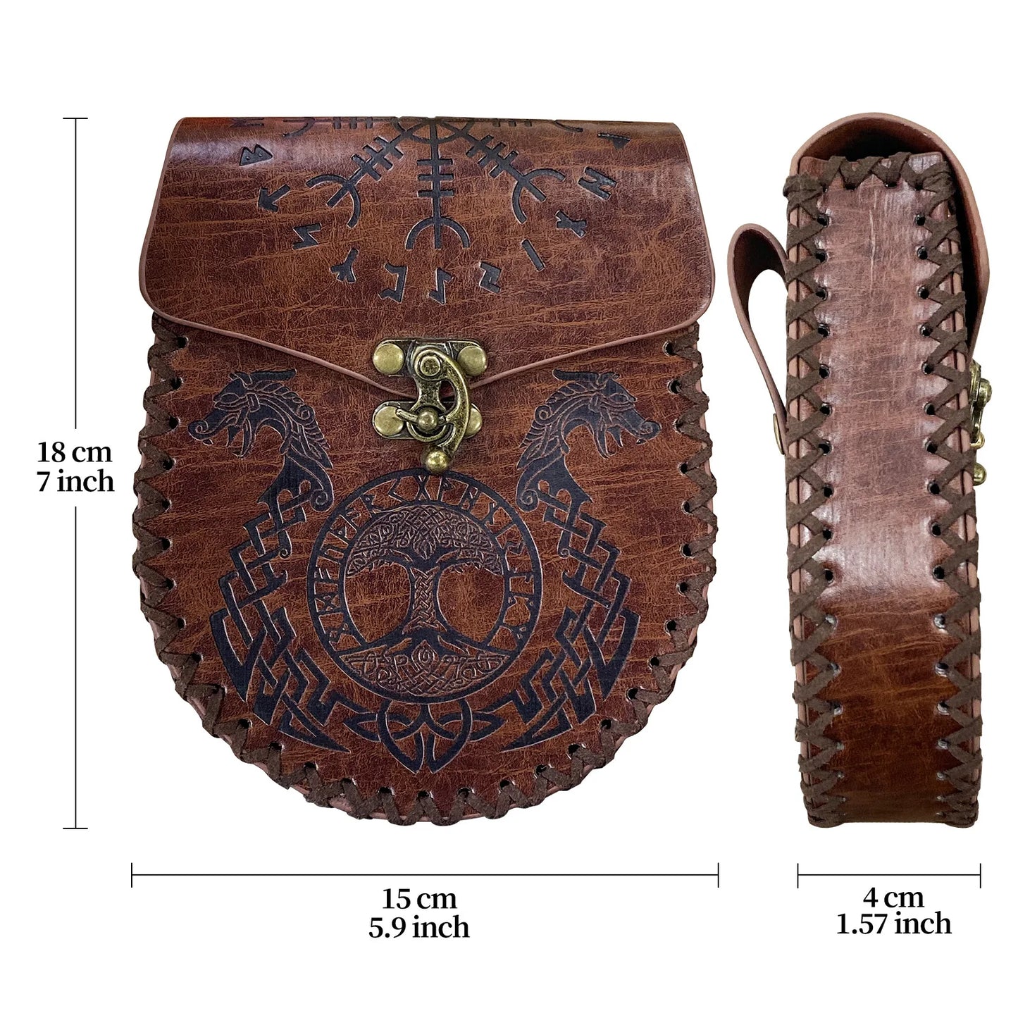 Medieval Viking Leather Belt – Unisex Embossed Renaissance Fanny Pack & Halloween Costume Accessory (1–2 Pcs)