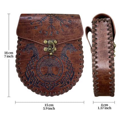 Medieval Viking Leather Belt – Unisex Embossed Renaissance Fanny Pack & Halloween Costume Accessory (1–2 Pcs)