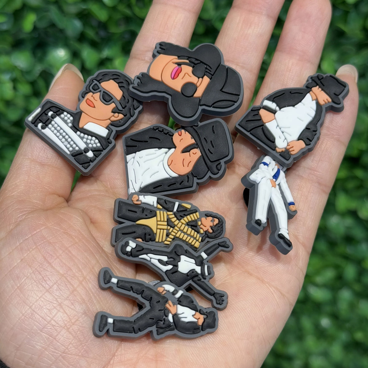 14-Piece Famous Singer Shoe Charms - PVC Moonwalk Dance Decorations for Sandals, Clogs & Holiday Gifts
