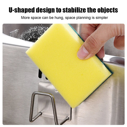 Stainless Steel Self-Adhesive Kitchen Sponge Rack - Sink Drain Drying Holder, Sink Accessories for Efficient Organization