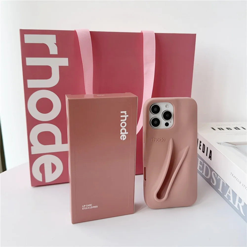 Rhode Bag iPhone Case - Lip Gloss Style Silicone Stand Cover for iPhone 17 Air 16 15 14 13 12 Pro Max Plus 16E
