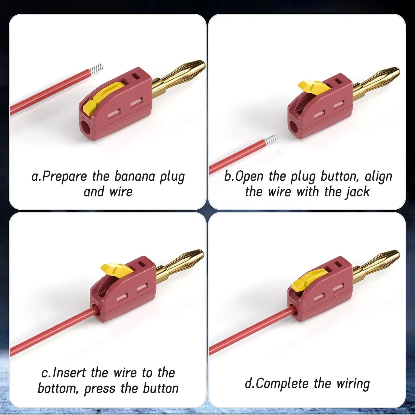 4mm Banana Plug Connectors - Gold Plated 32A High Current Quick Connect Terminals 10PCS Set