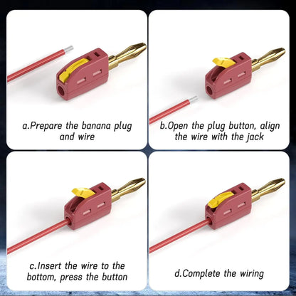 4mm Banana Plug Connectors - Gold Plated 32A High Current Quick Connect Terminals 10PCS Set