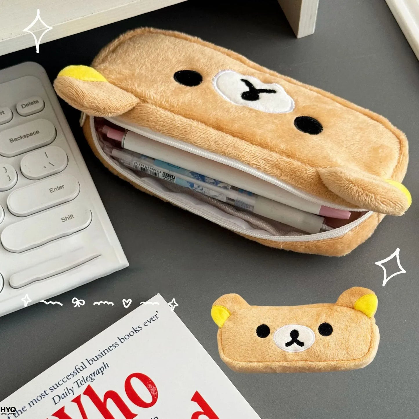 Kawaii Rilakkuma Pencil Case - Cute Cartoon Bear Pen Pouch Organizer for Kids, Girls & School Supplies Gift