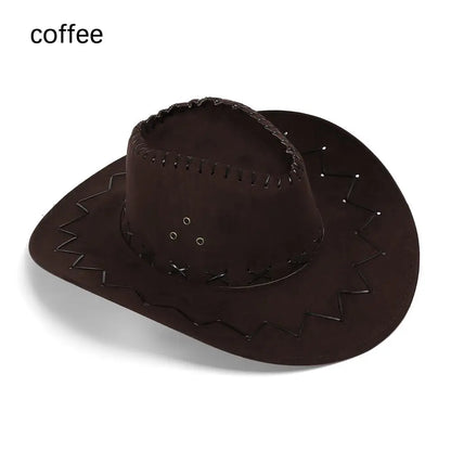 Unisex Western Cowboy Hat – Suede Cowgirl & Cowboy Style for Fashion & Party Wear