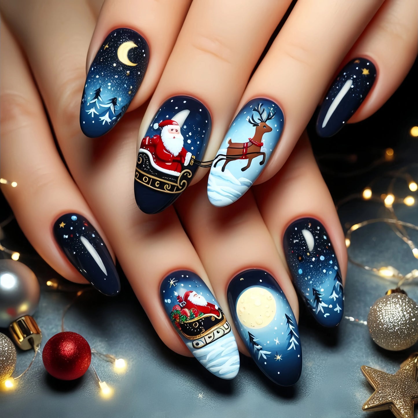 Christmas 3D Nail Art Stickers – Santa, Snowman, Tree, Snowflake & Holiday Designs