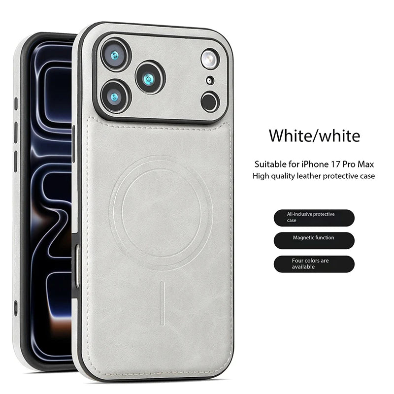 Luxury Magnetic Leather Case - Shockproof MagSafe Compatible Cover for iPhone 12, 13, 14, 15, 16 & 17 Series