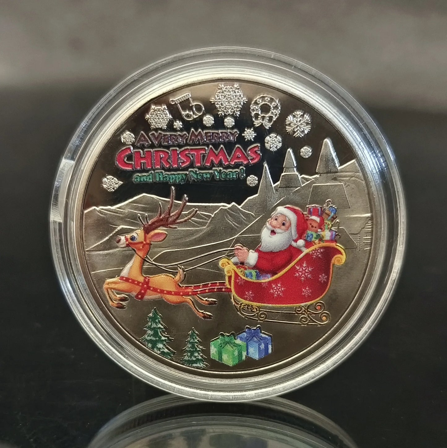 Merry Christmas Wishing Coin – Metal Commemorative Gift for Kids Xmas Eve Holiday Present