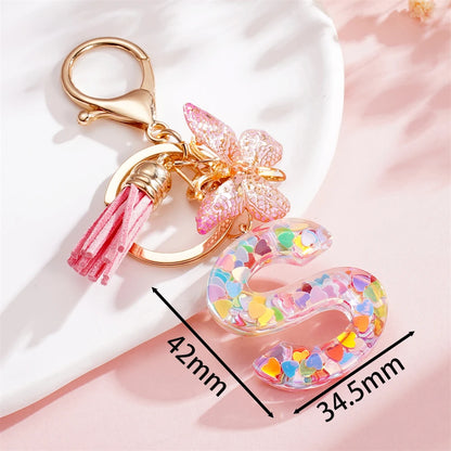 A-Z Letter Pendant Keychain - Tassel Key Ring Charm for Women & DIY Jewelry Making