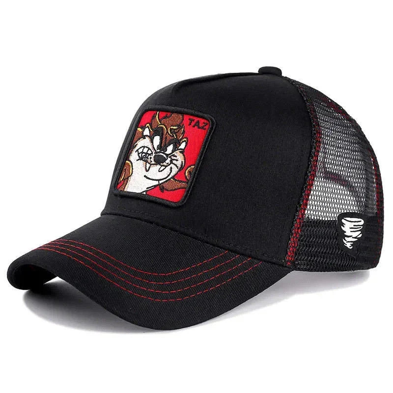 Anime Cartoon Embroidered Baseball Cap - Unisex Mesh Trucker Hat with Patch Design for Men & Women Summer Sunwear