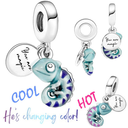 Chameleon Luminous Firefly & Butterfly Silver-Plated Charms - 925 Silver for DIY Bracelet Jewelry Making