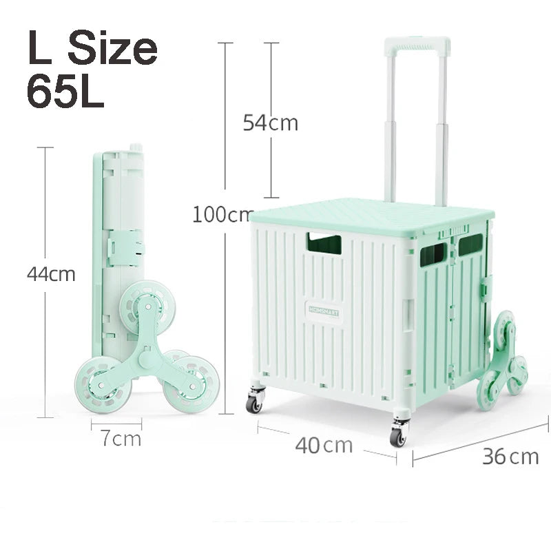 45/65L Folding Shopping Cart Trolley – Portable Home Cart with 2/4/8 Wheels