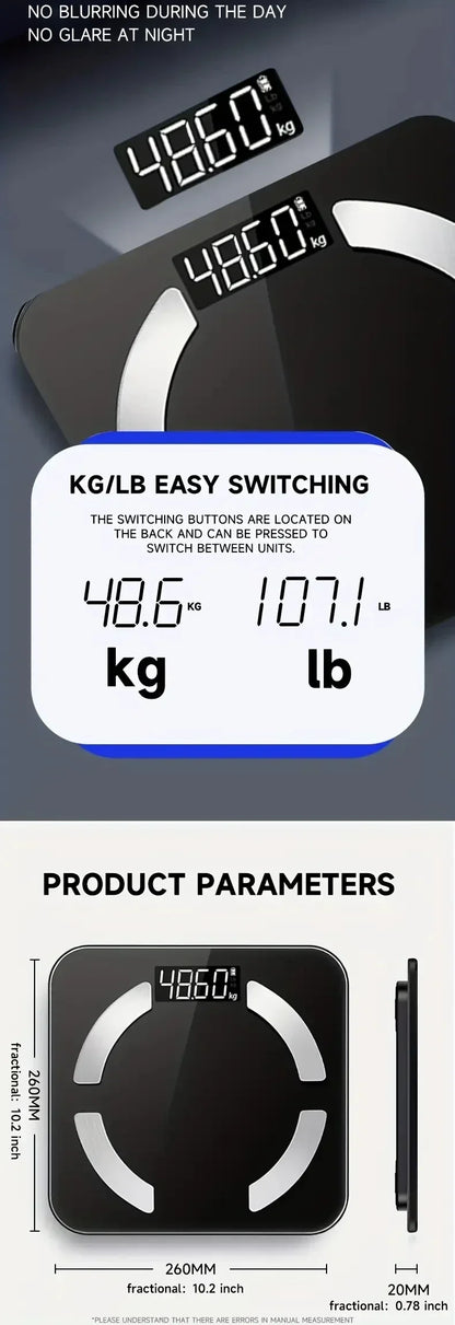 HOT Smart Body Fat Scale — High-Precision Bluetooth Weight Scale with HD Display & Mobile App | BMI, Fat & Muscle Analysis
