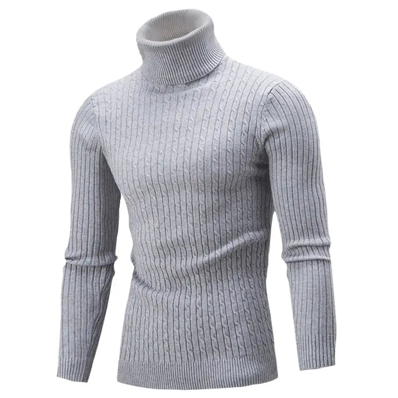 Autumn Winter Men's Turtleneck Sweater - Slim Fit Knitted Rollneck Pullover, Warm and Casual Jumper for Men